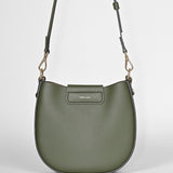 Handtasche ASTOR – vollnarbiges Rindsleder – dunkelgrün + dunkelbraun
