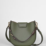 Handtasche ASTOR – vollnarbiges Rindsleder – dunkelgrün + dunkelbraun