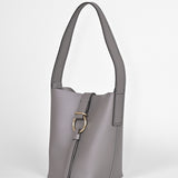 Schultertasche B-ONE - vollnarbiges Rindsleder – grau