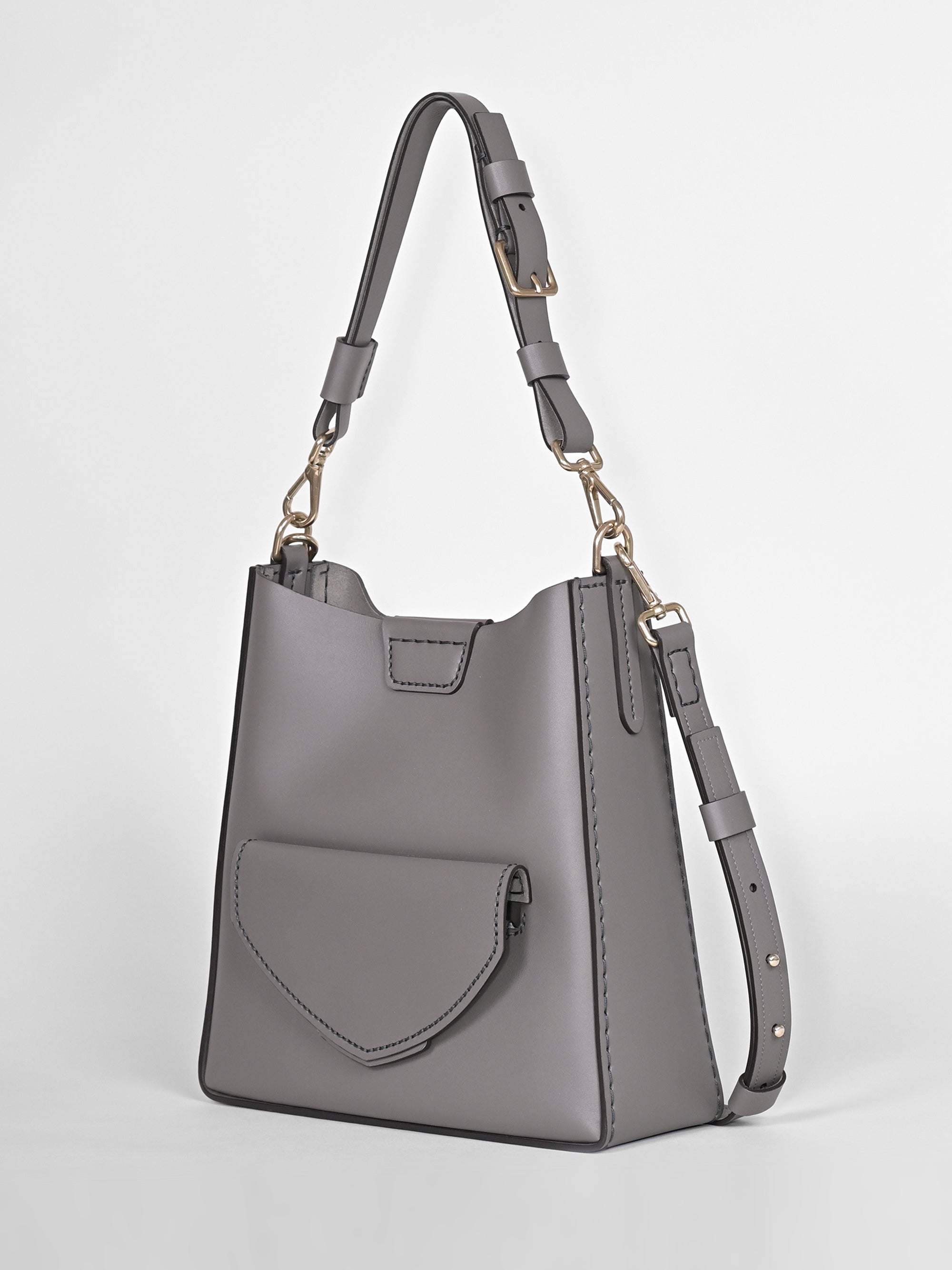 Handtasche HENDRIX – vollnarbiges Rindsleder – grau